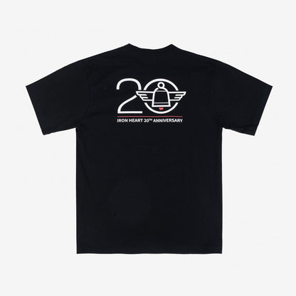 Iron Heart 7.5oz Printed "20th Anniversary" Loopwheel Crew Neck T-Shirt - Black