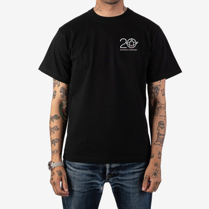 Iron Heart 7.5oz Printed "20th Anniversary" Loopwheel Crew Neck T-Shirt - Black