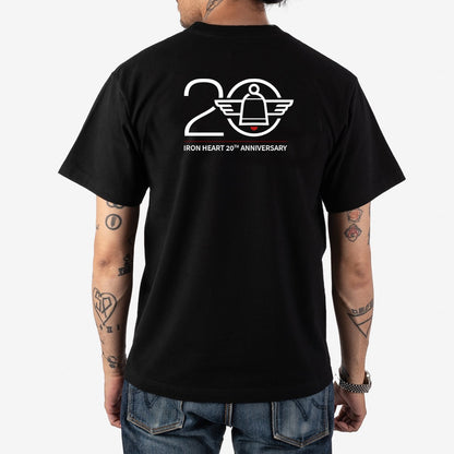 Iron Heart 7.5oz Printed "20th Anniversary" Loopwheel Crew Neck T-Shirt - Black