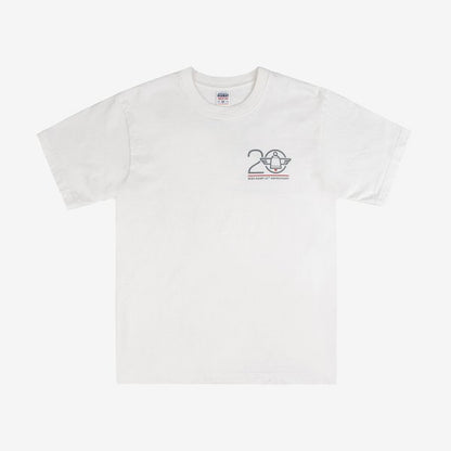 Iron Heart 7.5oz Printed "20th Anniversary" Loopwheel Crew Neck T-Shirt - White