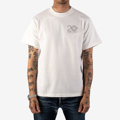 Iron Heart 7.5oz Printed "20th Anniversary" Loopwheel Crew Neck T-Shirt - White