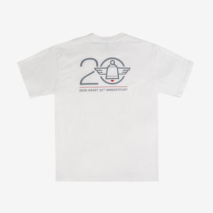 Iron Heart 7.5oz Printed "20th Anniversary" Loopwheel Crew Neck T-Shirt - White