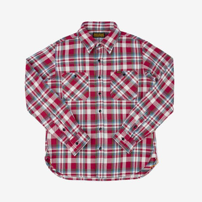 Iron Heart Shirt IHSH-371-RED Ultra Heavy Flannel Check Work Shirt