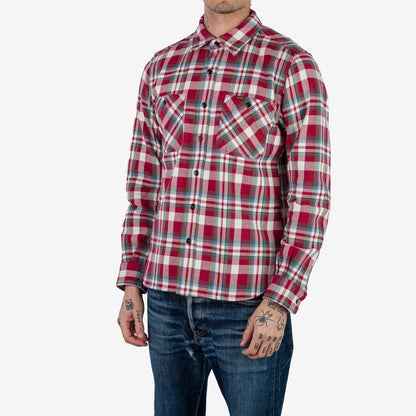 Iron Heart Shirt IHSH-371-RED Ultra Heavy Flannel Check Work Shirt