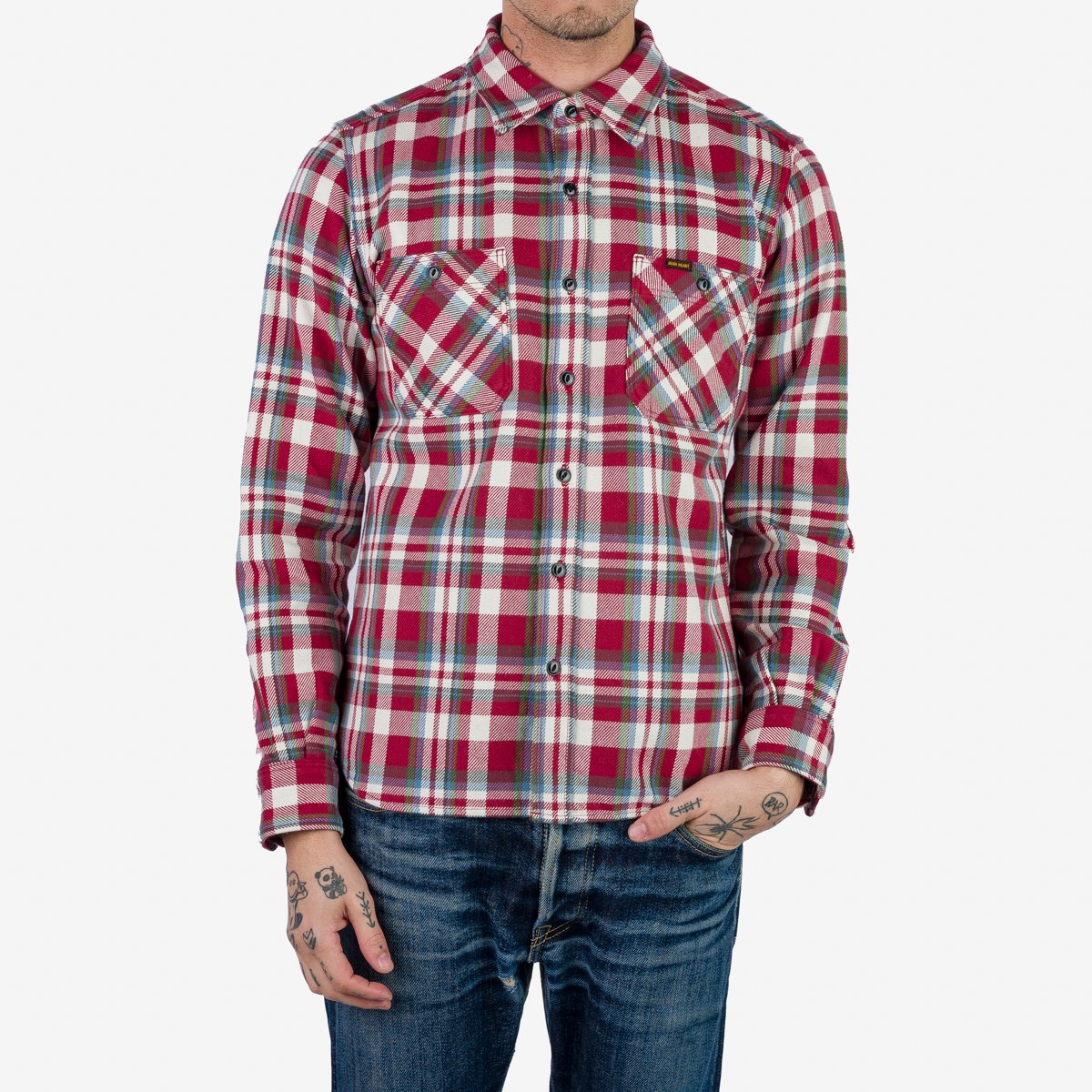 Iron Heart Shirt IHSH-371-RED Ultra Heavy Flannel Check Work Shirt