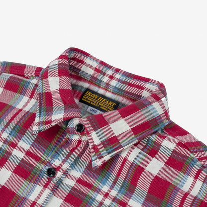 Iron Heart Shirt IHSH-371-RED Ultra Heavy Flannel Check Work Shirt