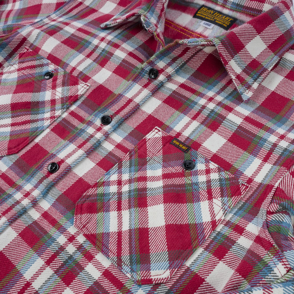 Iron Heart Shirt IHSH-371-RED Ultra Heavy Flannel Check Work Shirt