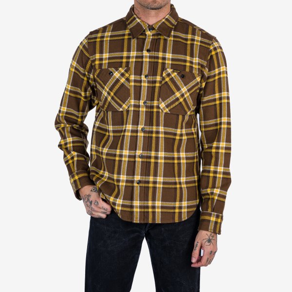 Iron Heart Ultra-Heavy Snap Buttoned Flannel - IHSH-372-BRN