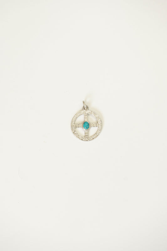 First Arrows Medicine Wheel with Turquoise Pendant P-160