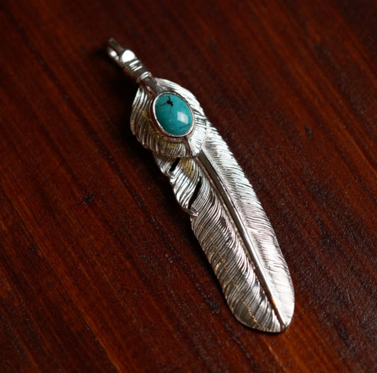 First Arrow's Silver P-358L  Heartfeather With Turquoise (L)