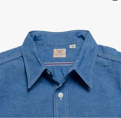 Sugar Cane Shirt SC25513 Vat Chambray Blue