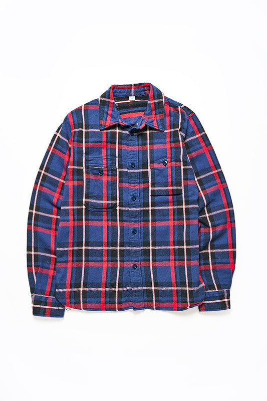 Pure Blue Japan Heavyweight Check Flannel Shirt 2222-Navy