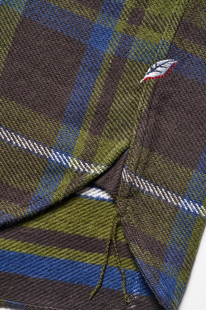 Pure Blue Japan Heavyweight Check Flannel Shirt 2222-Olive