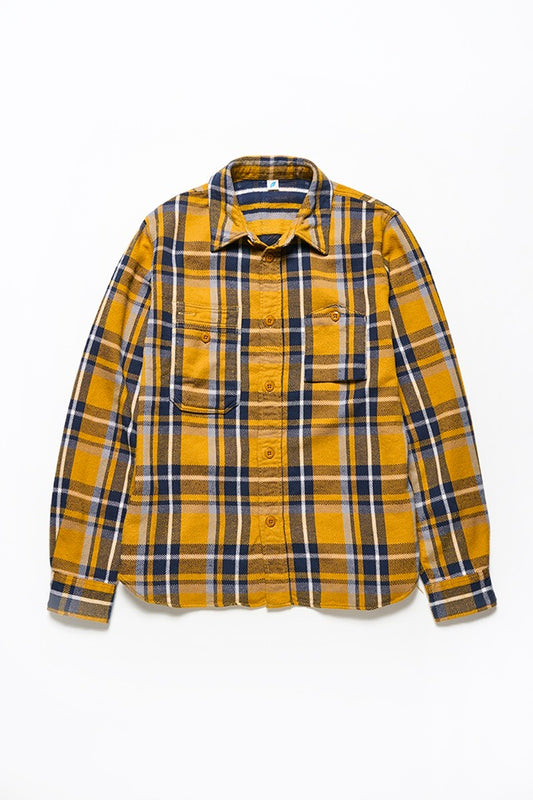 Pure Blue Japan Heavyweight Check Flannel Shirt 2222-Camel