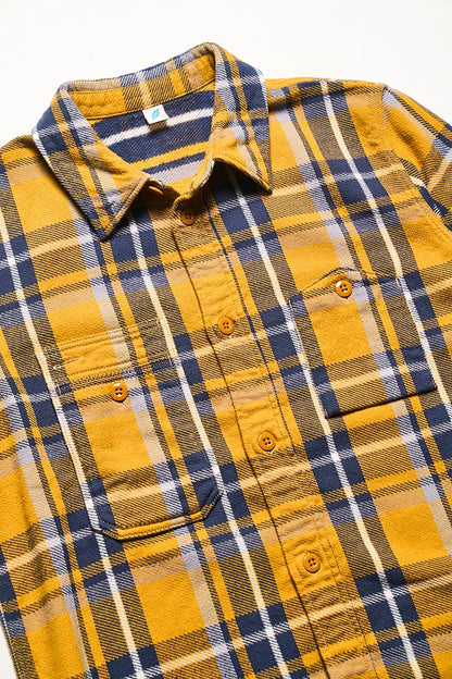 Pure Blue Japan Heavyweight Check Flannel Shirt 2222-Camel