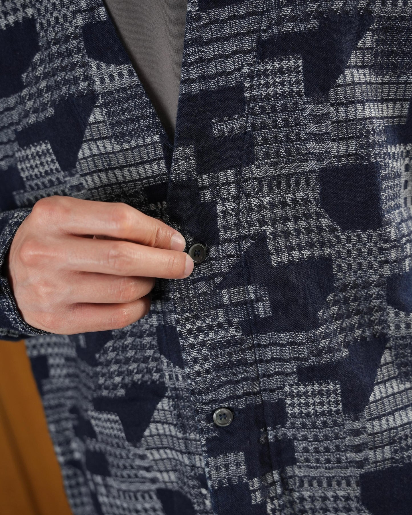 MOMOTARO MXLS1014 INDIGO JACQUARD CARDIGAN