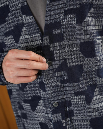 MOMOTARO MXLS1014 INDIGO JACQUARD CARDIGAN