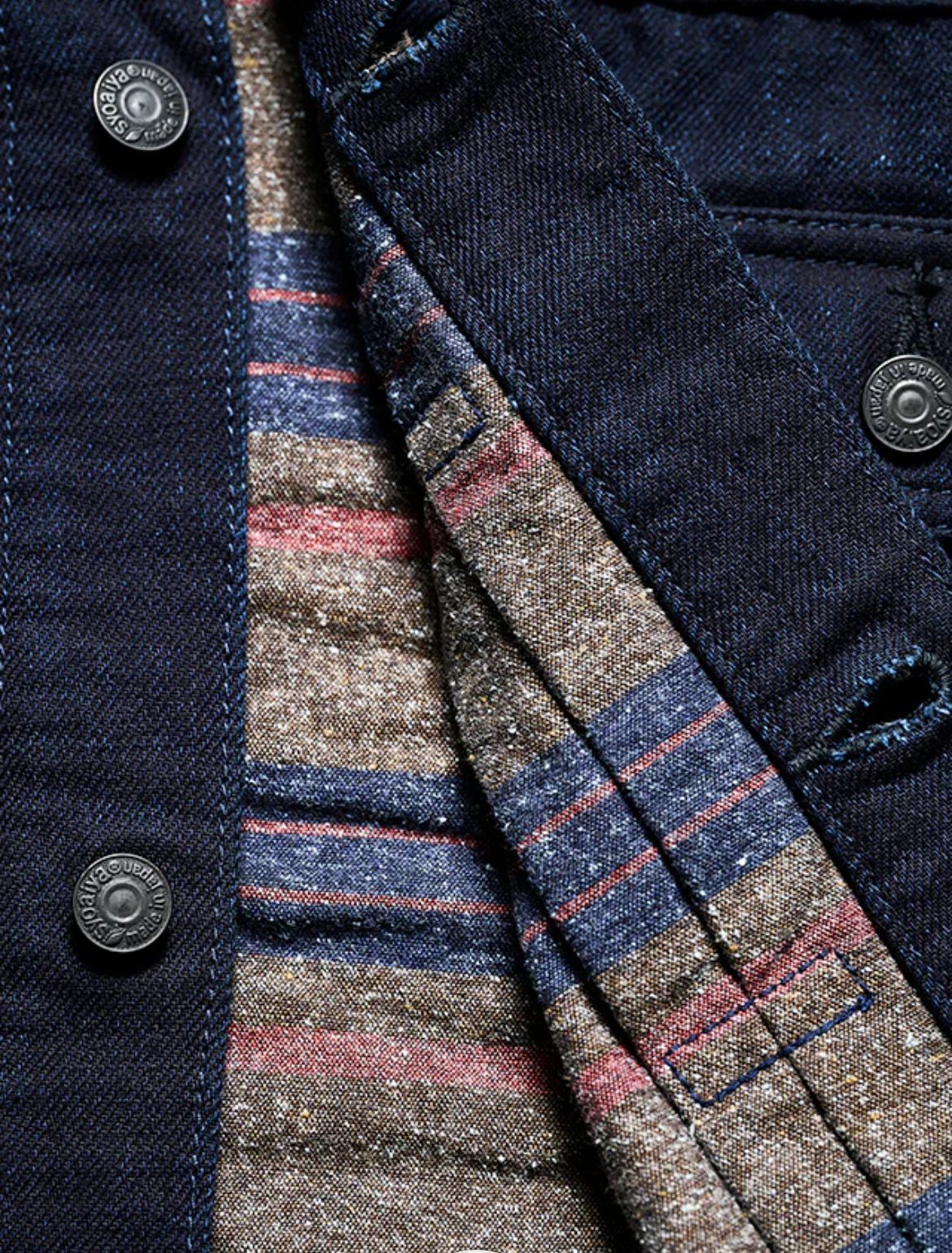 Pure Blue Japan 6115 Double Face Indigo x Stripe Type 2 Jacket