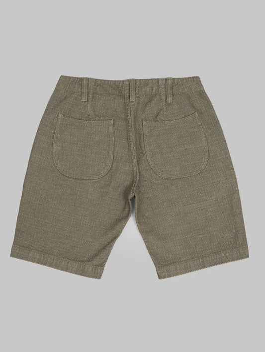 Pure Blue Japan 1171-OLV Sashiko Short Pants Olive x Olive Sashiko