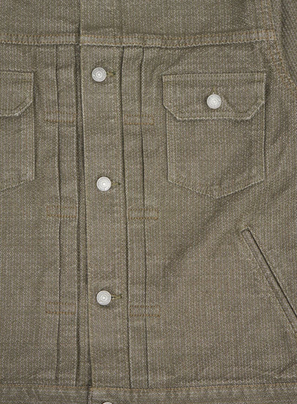 Pure Blue Japan 6117-OLV Sashiko Type 2 Jacket Olive x Olive Sashiko