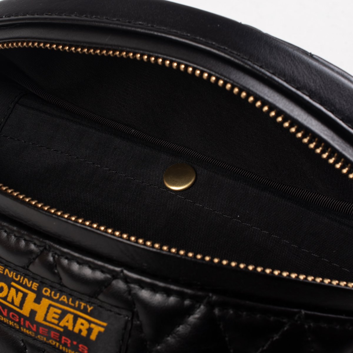 Iron Heart IHE-45 Diamond Stitched Leather Waist Bag - Black