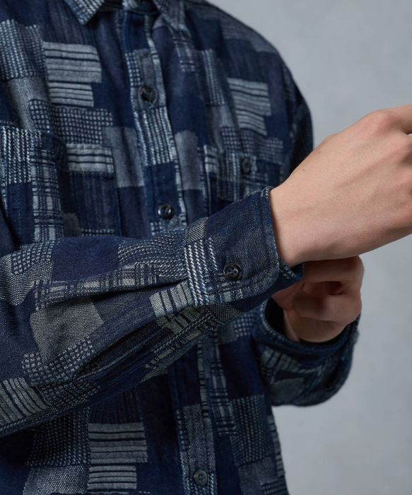 Momotaro Shirt MXLS1003 Patchwork Jacquard Shirt