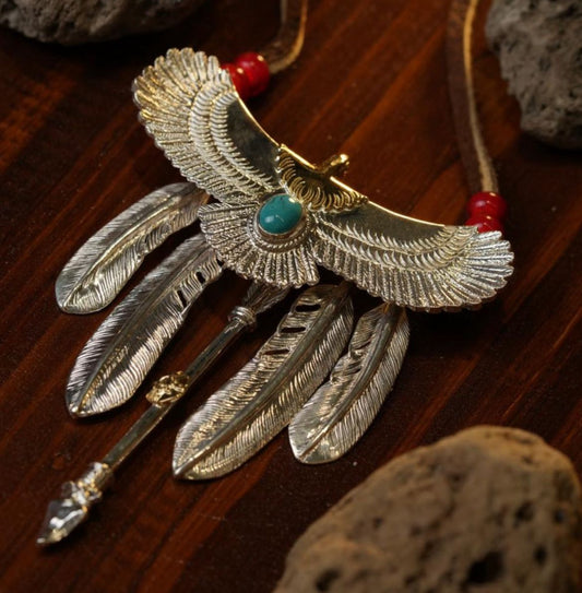 First Arrow's Silver SET3 Eagle+ 1Arrow +4Feather Turquoise