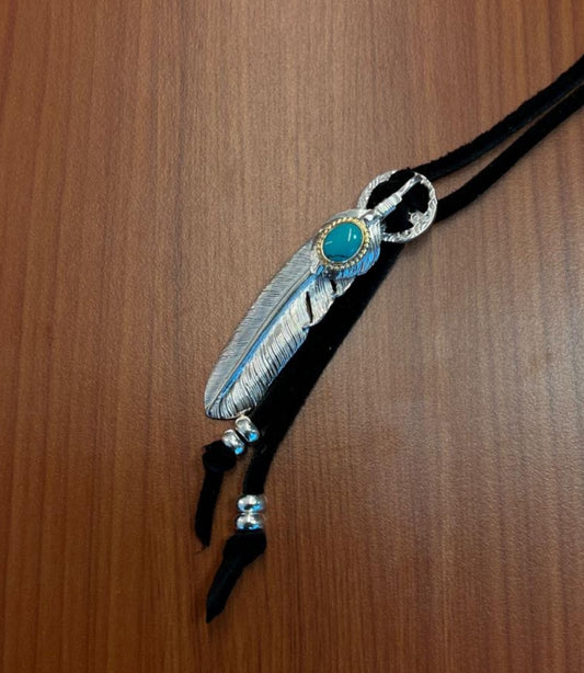 First Arrow's Silver SET9 feather turquoise+medicine wheel+ Lace black